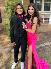 Long Fuchsia Prom Dresses Corset Formal Gown Bodice Fitted